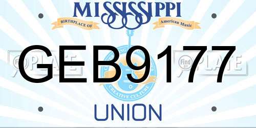 GEB9177 Mississippi License Plate