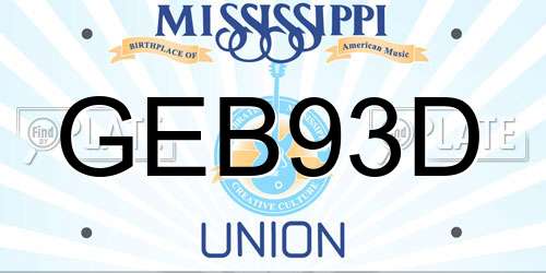 GEB93D Mississippi License Plate