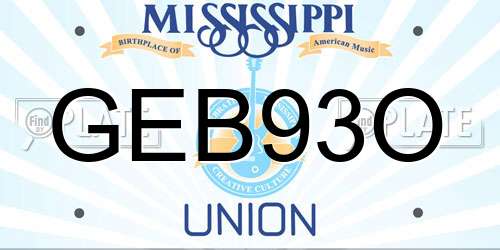 GEB93O Mississippi License Plate