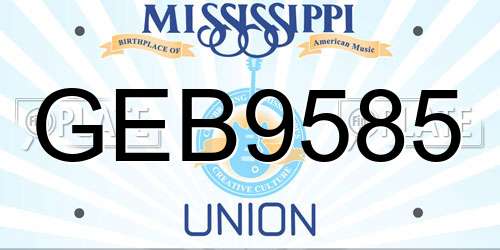 GEB9585 Mississippi License Plate