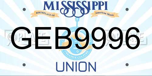 GEB9996 Mississippi License Plate