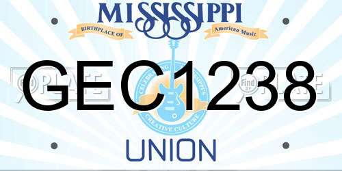 GEC1238 Mississippi License Plate