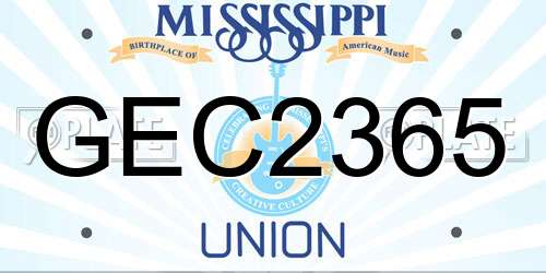 GEC2365 Mississippi License Plate