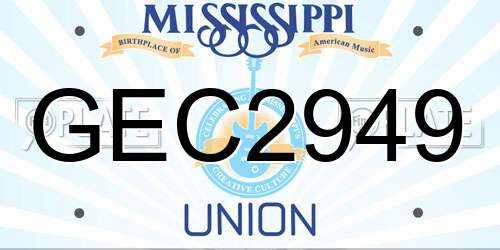 GEC2949 Mississippi License Plate