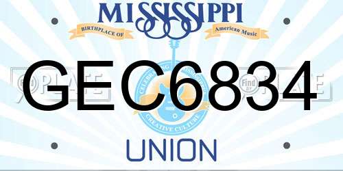 GEC6834 Mississippi License Plate