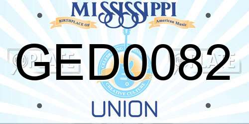 GED0082 Mississippi License Plate