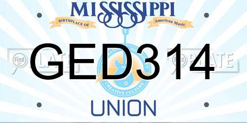 GED314 Mississippi License Plate