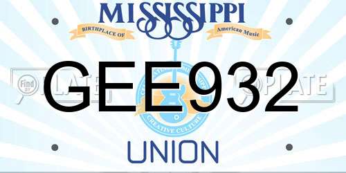 GEE932 Mississippi License Plate