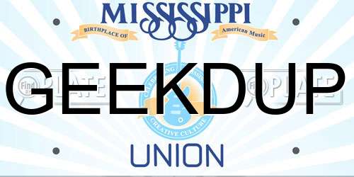 GEEKDUP Mississippi License Plate