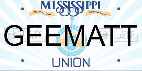 GEEMATT Mississippi License Plate