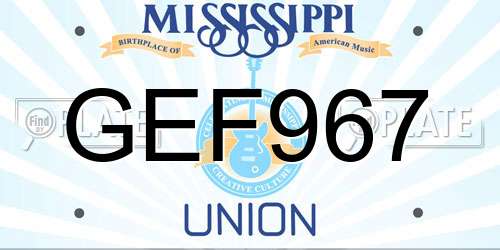 GEF967 Mississippi License Plate