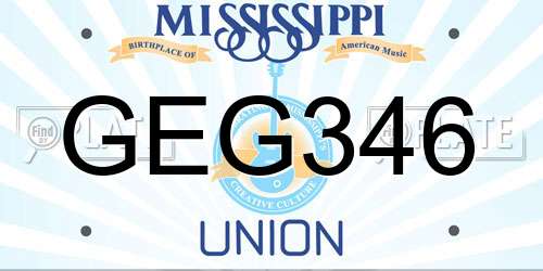 GEG346 Mississippi License Plate