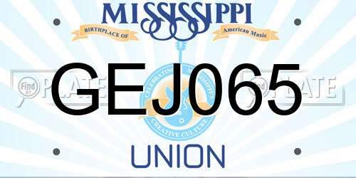 GEJ065 Mississippi License Plate