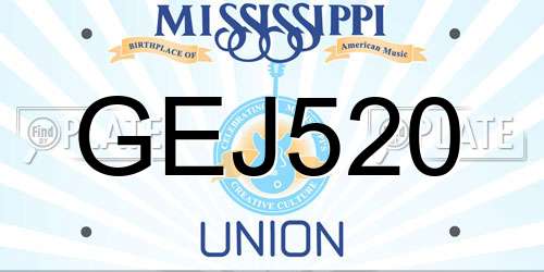 GEJ520 Mississippi License Plate
