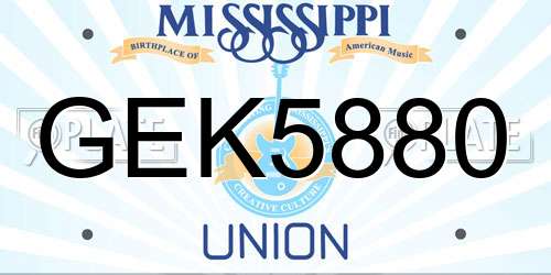 GEK5880 Mississippi License Plate