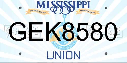 GEK8580 Mississippi License Plate
