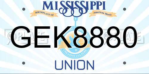 GEK8880 Mississippi License Plate