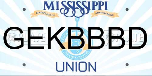 GEKBBBD Mississippi License Plate