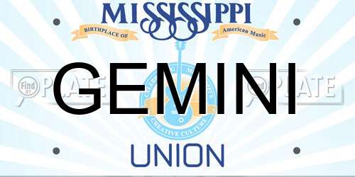 GEMINI Mississippi License Plate