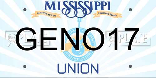GENO17 Mississippi License Plate