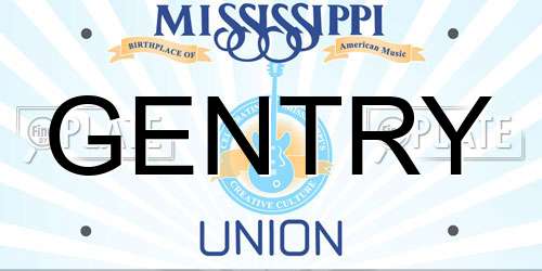 GENTRY Mississippi License Plate