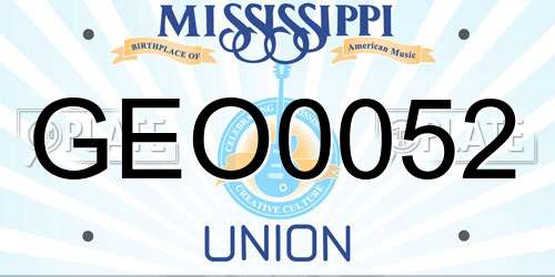 GEO0052 Mississippi License Plate