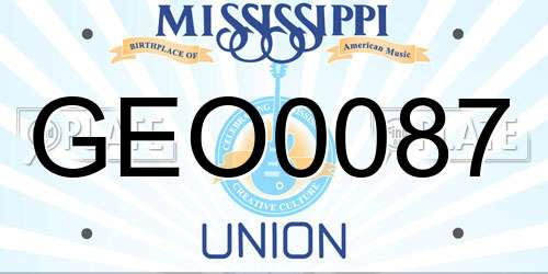 GEO0087 Mississippi License Plate