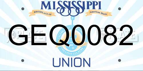 GEQ0082 Mississippi License Plate