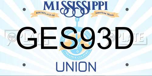 GES93D Mississippi License Plate