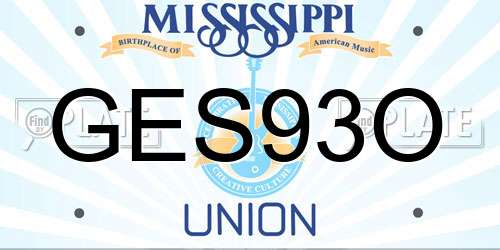 GES93O Mississippi License Plate