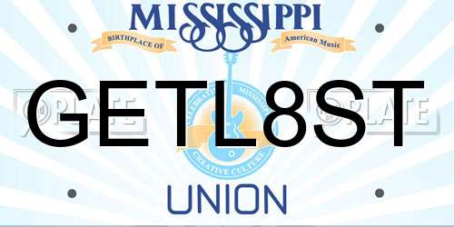 GETL8ST Mississippi License Plate