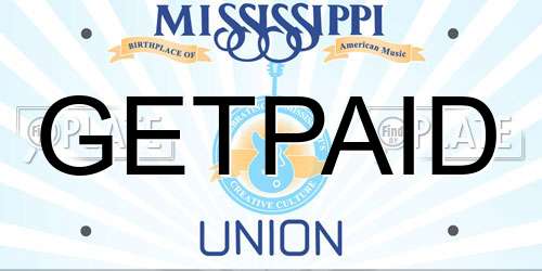 GETPAID Mississippi License Plate