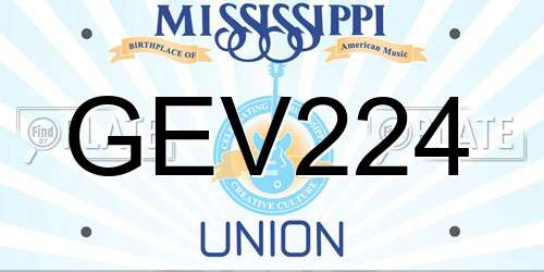 GEV224 Mississippi License Plate