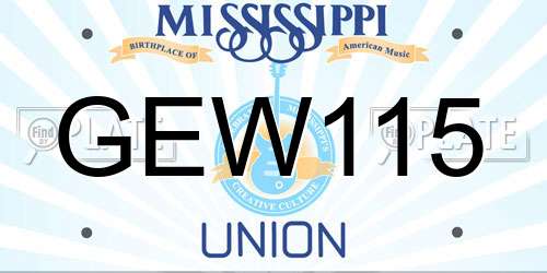 GEW115 Mississippi License Plate