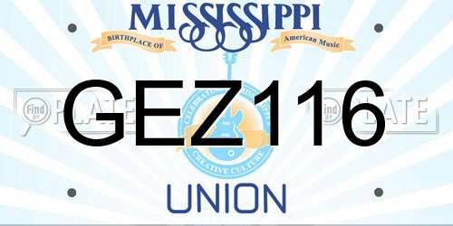 GEZ116 Mississippi License Plate