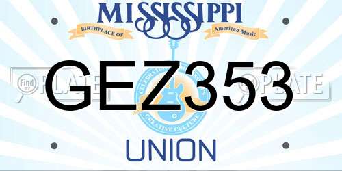 GEZ353 Mississippi License Plate