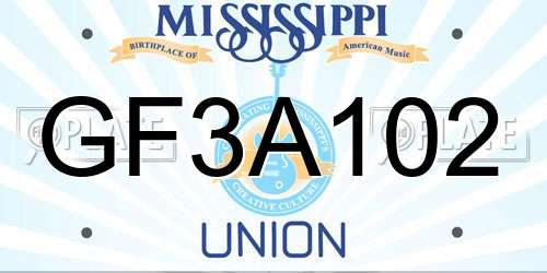 GF3A102 Mississippi License Plate