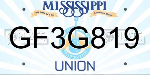 GF3G819 Mississippi License Plate
