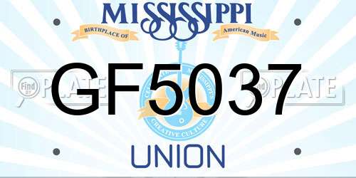 GF5037 Mississippi License Plate