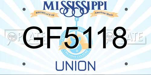 GF5118 Mississippi License Plate