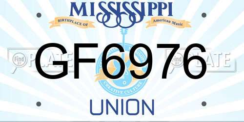 GF6976 Mississippi License Plate
