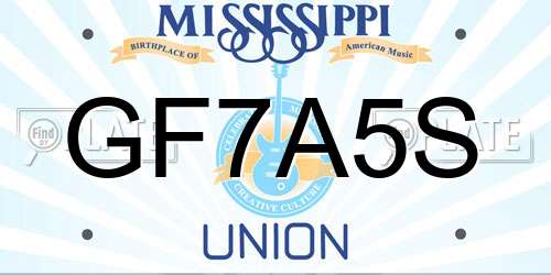 GF7A5S Mississippi License Plate