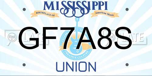GF7A8S Mississippi License Plate