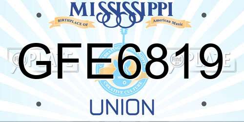 GFE6819 Mississippi License Plate