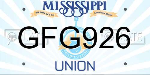 GFG926 Mississippi License Plate