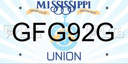 GFG92G Mississippi License Plate