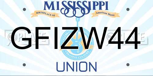 GFIZW44 Mississippi License Plate