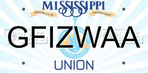 GFIZWAA Mississippi License Plate
