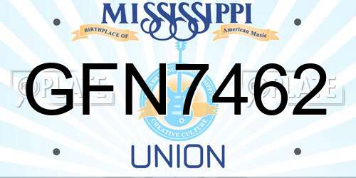 GFN7462 Mississippi License Plate