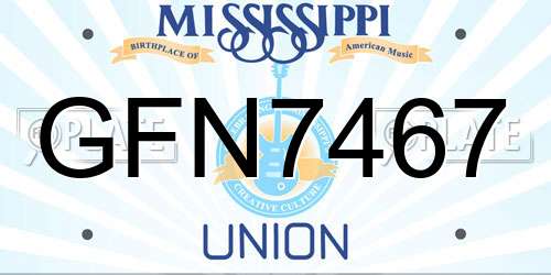 GFN7467 Mississippi License Plate